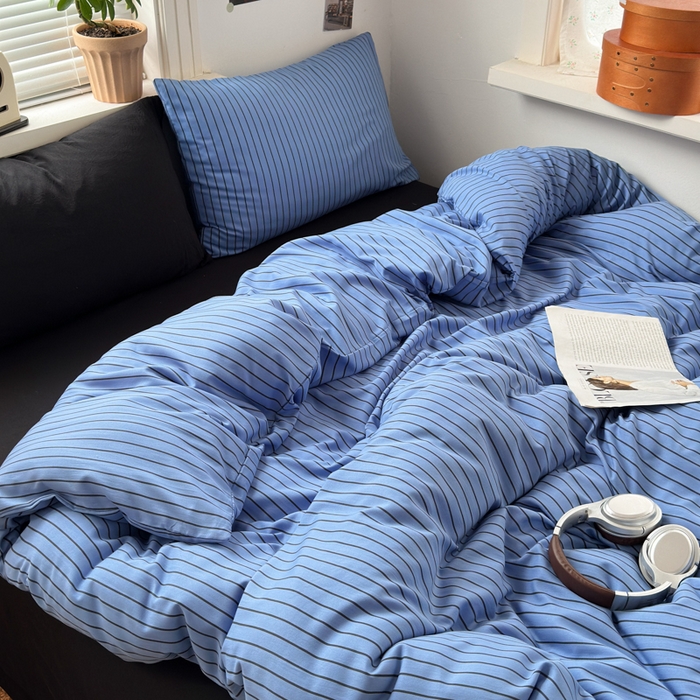 91家纺网 家纺一手货源 找家纺 尤米 2025新款中古风水洗棉四件套 夜幽黑茶