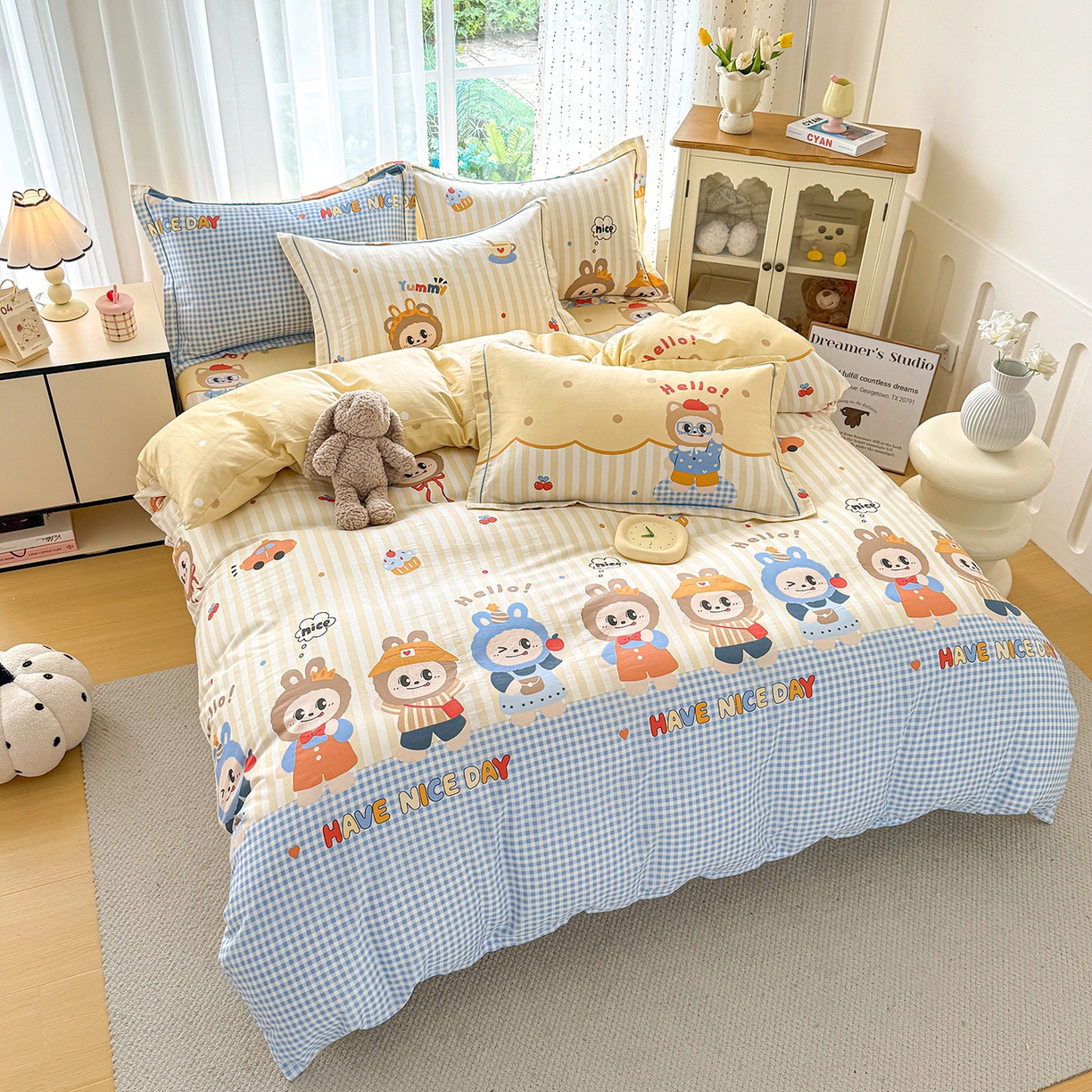 91家纺网 家纺一手货源 找家纺 红粉佳人家纺 2025春夏新款全棉纯棉12868纯棉单被套 布布宝贝