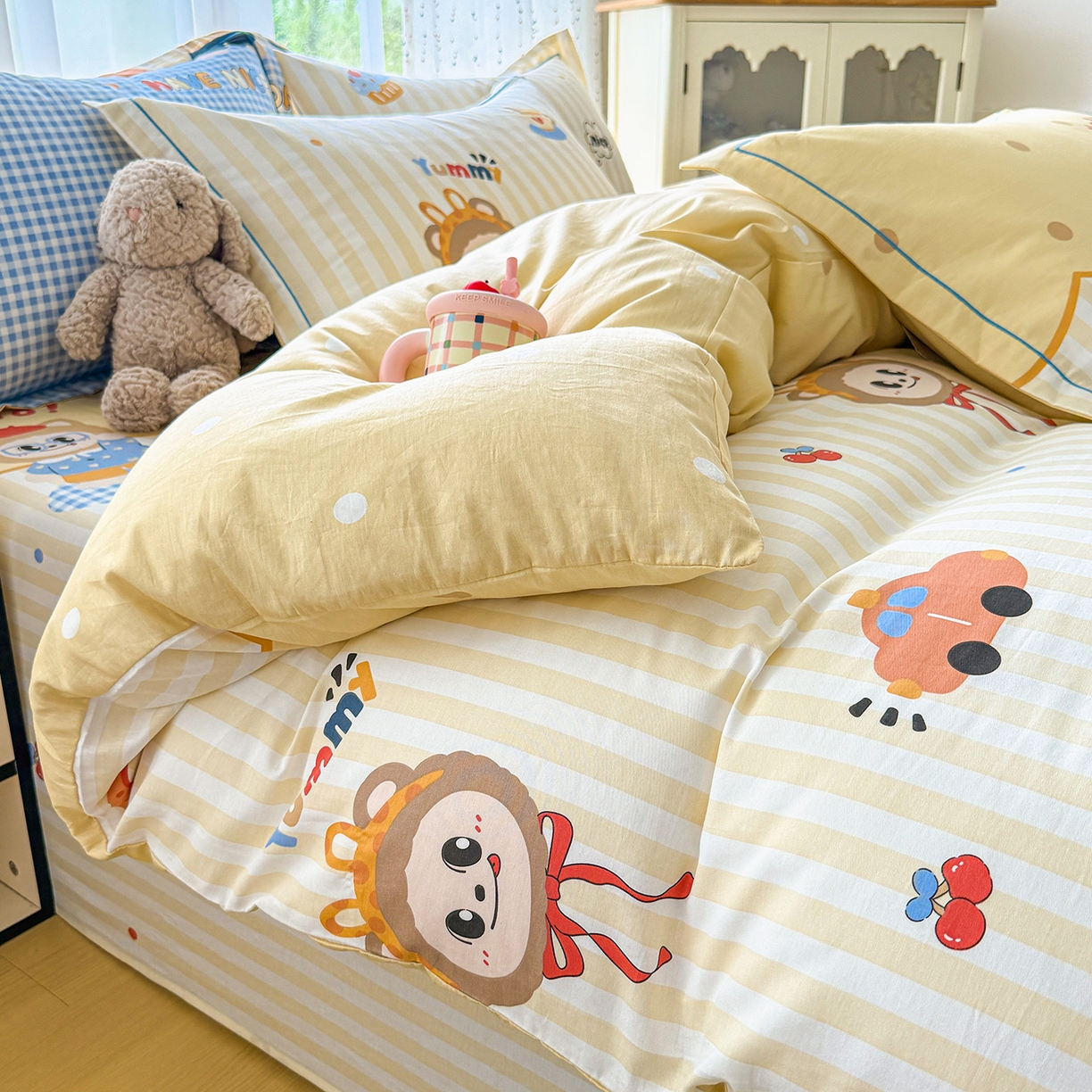 91家纺网 家纺一手货源 找家纺 红粉佳人家纺 2025春夏新款全棉纯棉12868纯棉单被套 布布宝贝