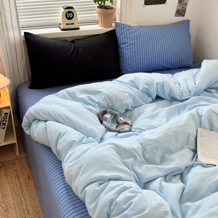 91家纺网 家纺一手货源 找家纺 尤米 2025新款中古风水洗棉四件套 岛屿森林