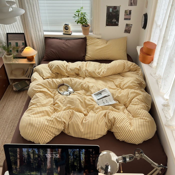 91家纺网 家纺一手货源 找家纺 尤米 2025新款中古风水洗棉四件套 可可西里