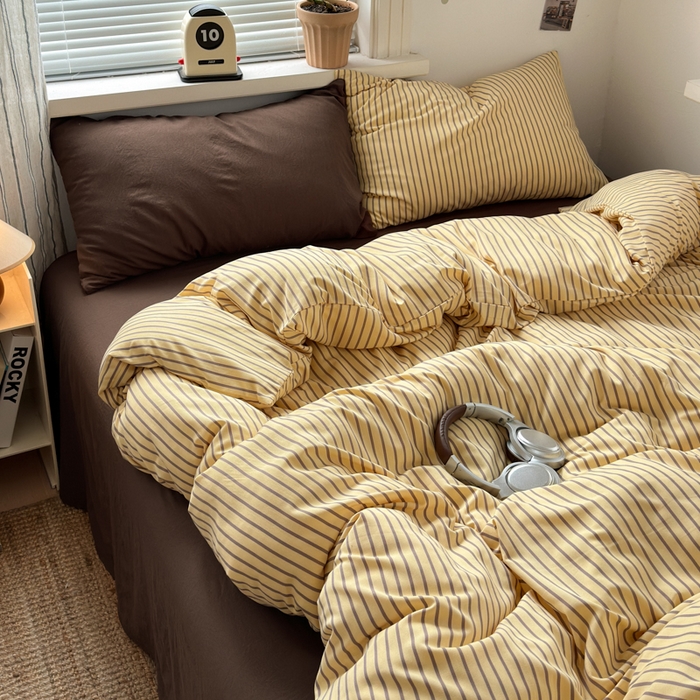 91家纺网 家纺一手货源 找家纺 尤米 2025新款中古风水洗棉四件套 可可西里