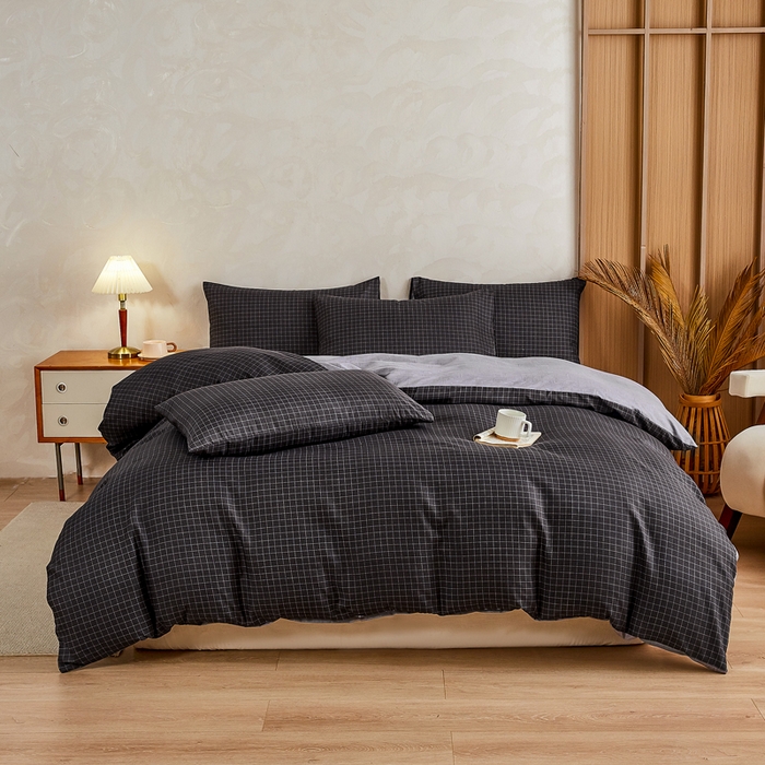 91家纺网 家纺一手货源 找家纺 萌飞 2025新款水洗棉可拆卸棉花被被子被芯 轨迹-黑