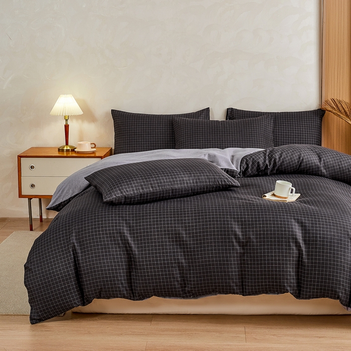 91家纺网 家纺一手货源 找家纺 萌飞 2025新款水洗棉可拆卸棉花被被子被芯 轨迹-黑