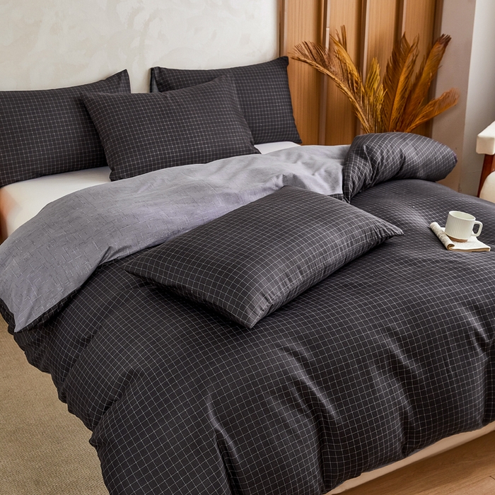 91家纺网 家纺一手货源 找家纺 萌飞 2025新款水洗棉可拆卸棉花被被子被芯 轨迹-黑