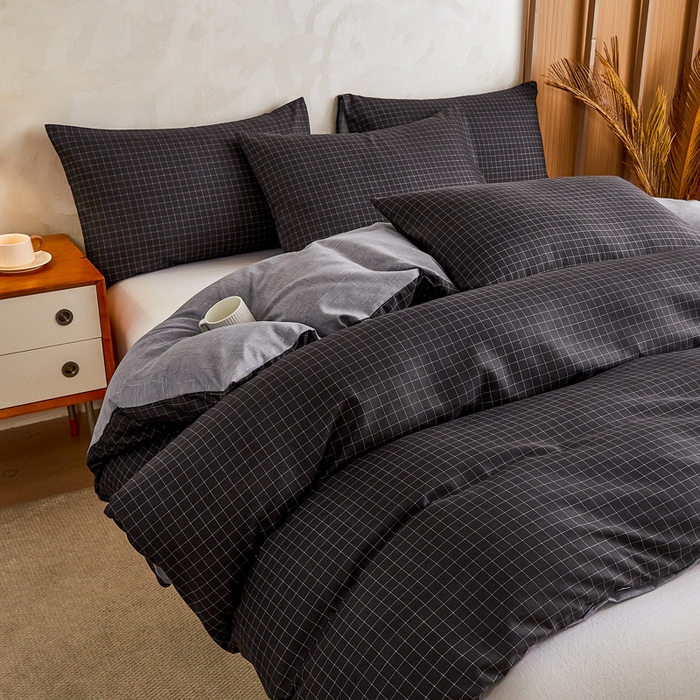 91家纺网 家纺一手货源 找家纺 萌飞 2025新款水洗棉可拆卸棉花被被子被芯 轨迹-黑