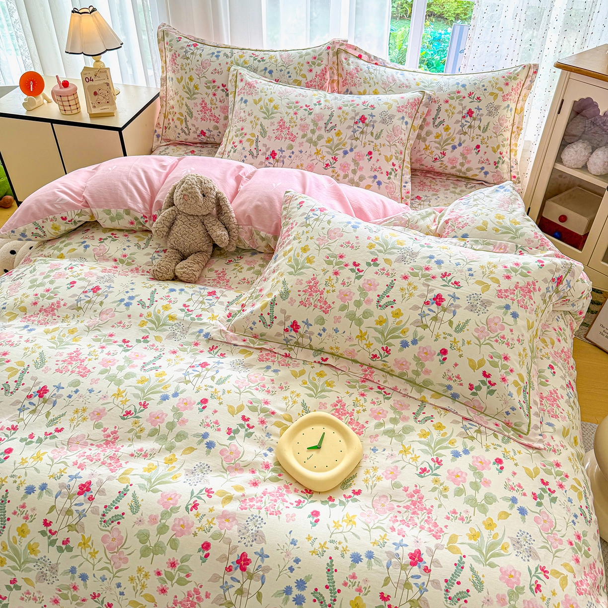 91家纺网 家纺一手货源 找家纺 红粉佳人家纺 2025春夏新款全棉纯棉12868纯棉单被套 花香