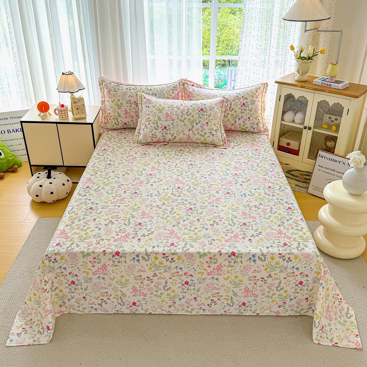 91家纺网 家纺一手货源 找家纺 红粉佳人家纺 2025春夏新款全棉纯棉12868纯棉单被套 花香