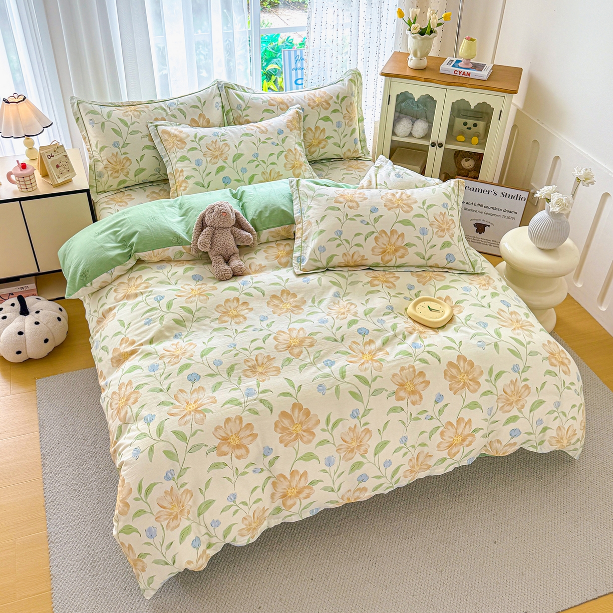 91家纺网 家纺一手货源 找家纺 红粉佳人家纺 2025春夏新款全棉纯棉12868纯棉单被套 旷野听风