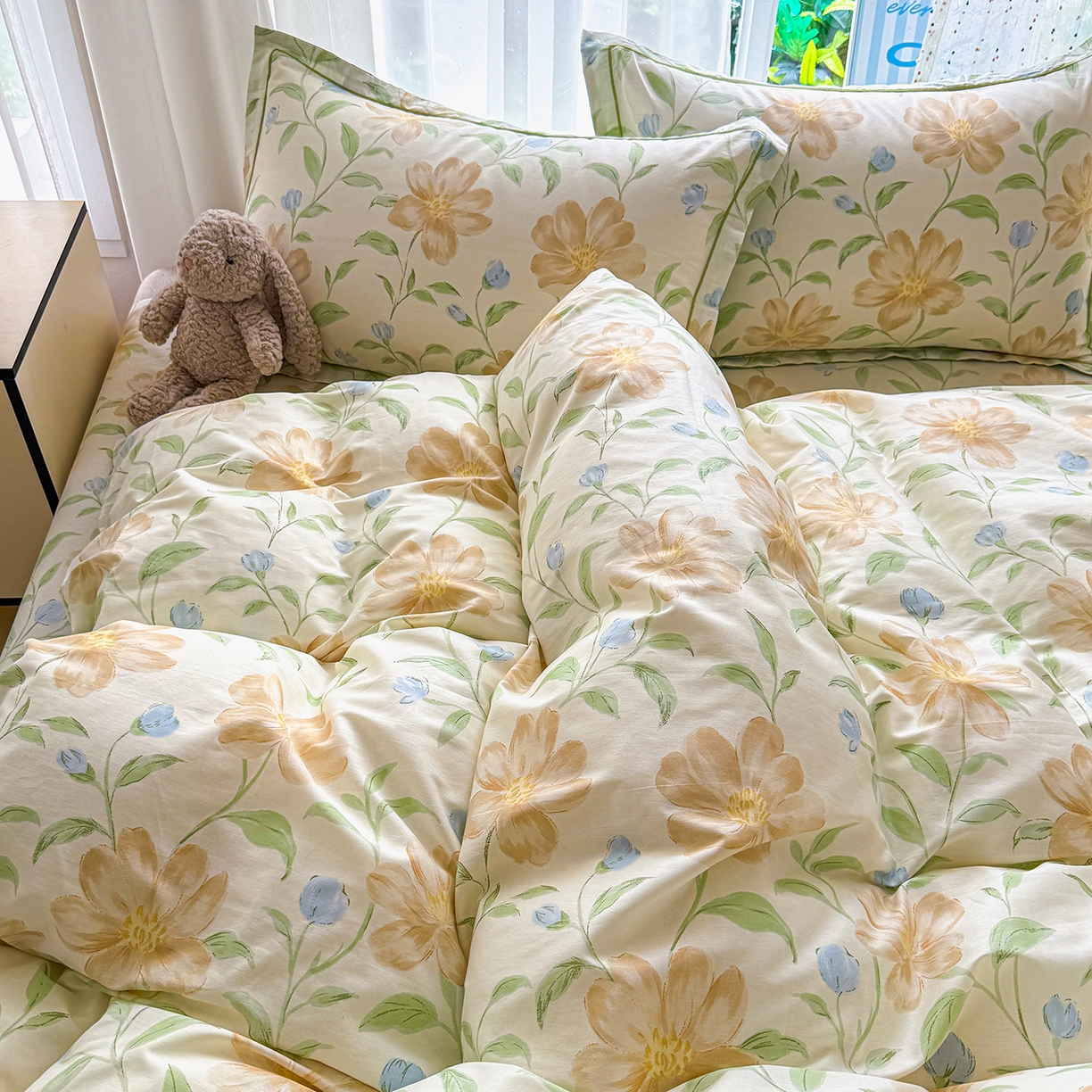 91家纺网 家纺一手货源 找家纺 红粉佳人家纺 2025春夏新款全棉纯棉12868纯棉单被套 旷野听风