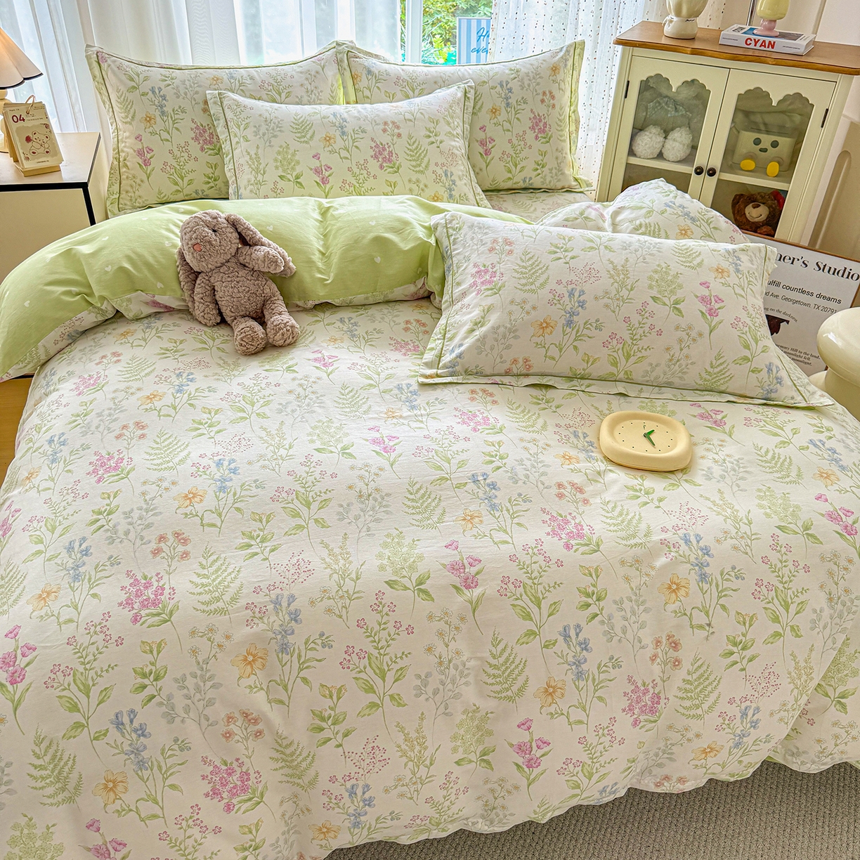 91家纺网 家纺一手货源 找家纺 红粉佳人家纺 2025春夏新款全棉纯棉12868纯棉单被套 漫步花语