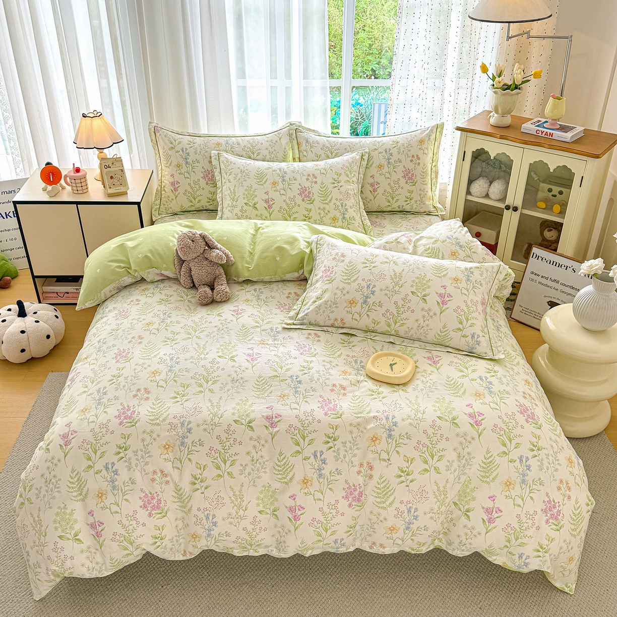 91家纺网 家纺一手货源 找家纺 红粉佳人家纺 2025春夏新款全棉纯棉12868纯棉单被套 漫步花语