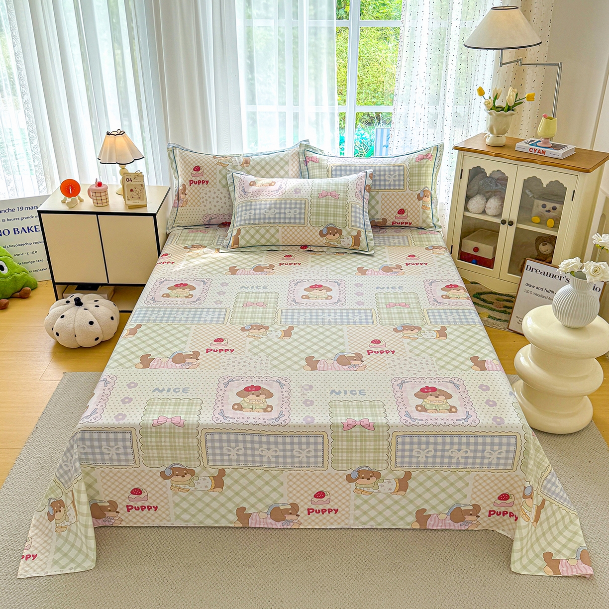 91家纺网 家纺一手货源 找家纺 红粉佳人家纺 2025春夏新款全棉纯棉12868纯棉单被套 趴趴乐园