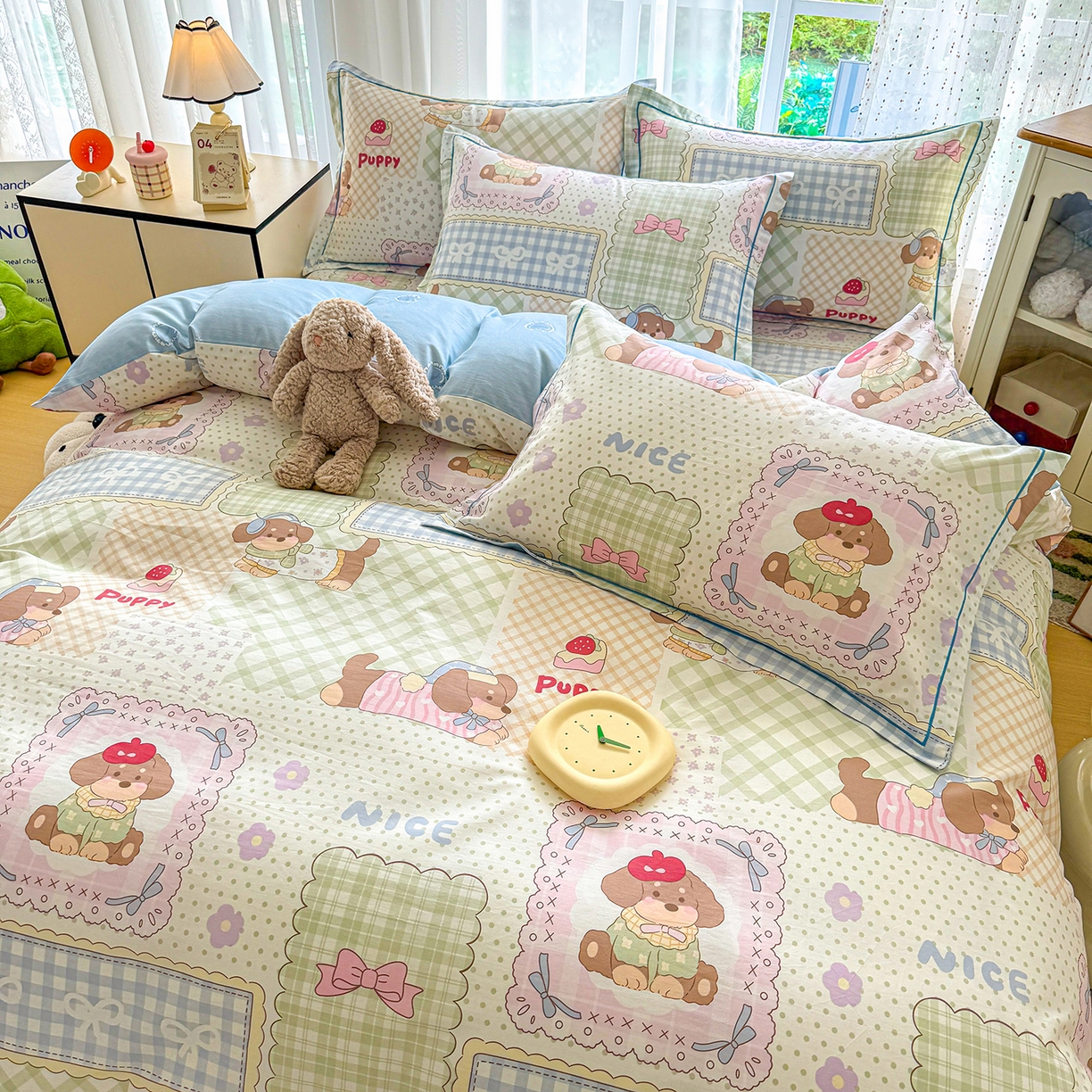 91家纺网 家纺一手货源 找家纺 红粉佳人家纺 2025春夏新款全棉纯棉12868纯棉单被套 趴趴乐园