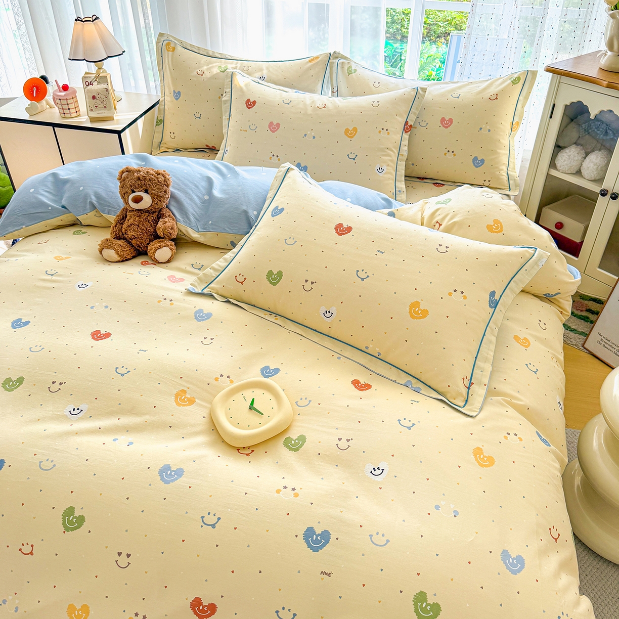 91家纺网 家纺一手货源 找家纺 红粉佳人家纺 2025春夏新款全棉纯棉12868纯棉单被套 心乐园