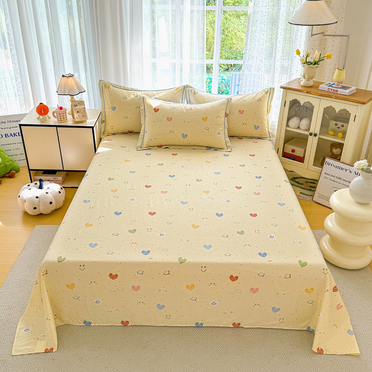 91家纺网 家纺一手货源 找家纺 红粉佳人家纺 2025春夏新款全棉纯棉12868纯棉单被套 心乐园