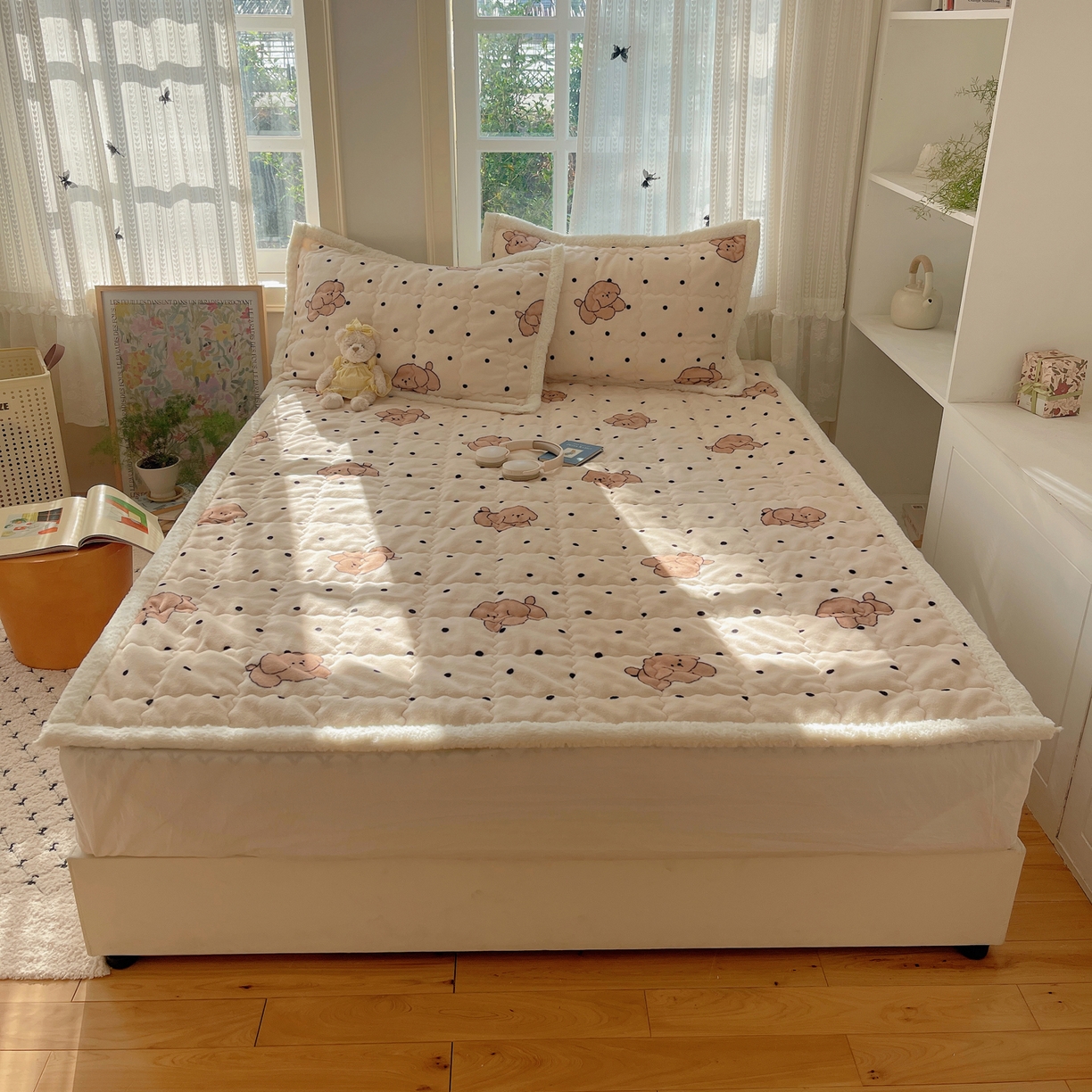 91家纺网 家纺一手货源 找家纺 （总）红嘴企鹅 2025新款双层纱水洗棉赫本风四件套