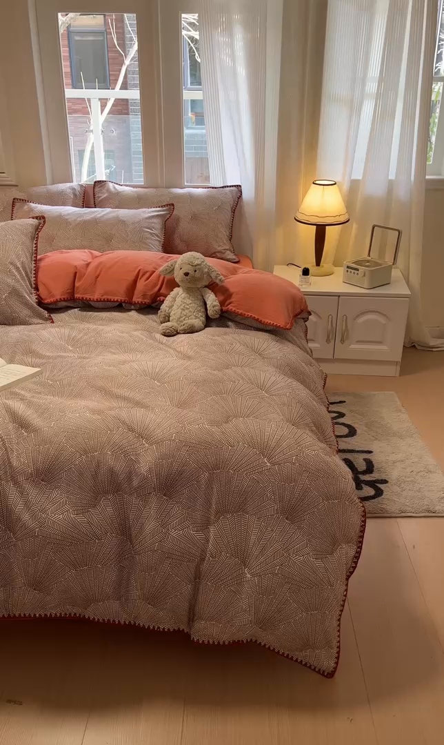 91家纺网 家纺一手货源 找家纺 （总）首尔家纺 2025新款云朵棉贝壳边款四件套