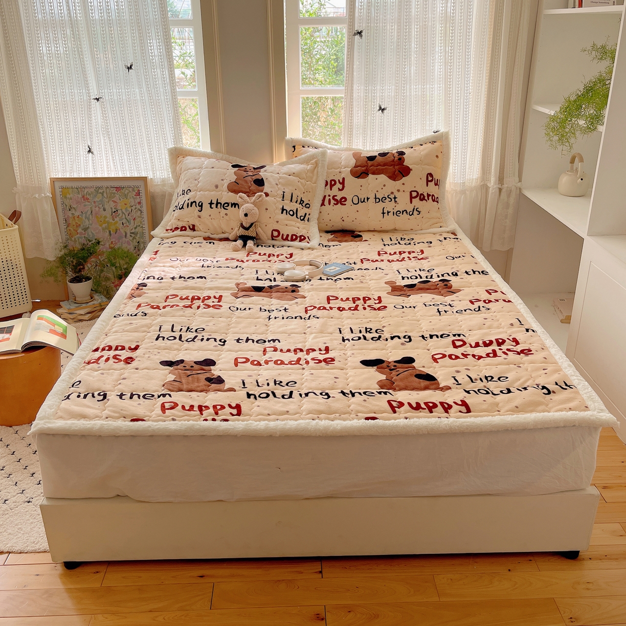 91家纺网 家纺一手货源 找家纺 （总）红嘴企鹅 2025新款高克重牛奶绒印花床护垫床褥