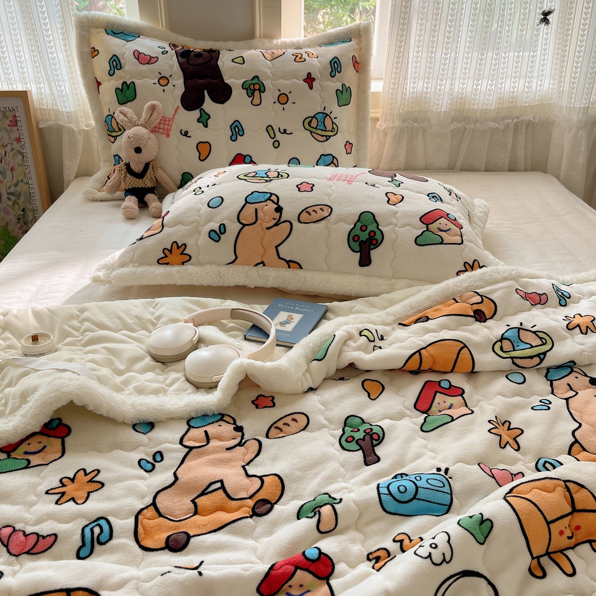 91家纺网 家纺一手货源 找家纺 红嘴企鹅 2025新款高克重牛奶绒印花床护垫床褥 大力