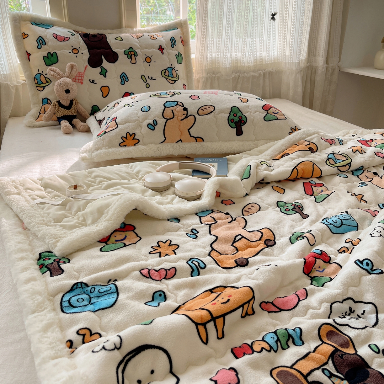 91家纺网 家纺一手货源 找家纺 红嘴企鹅 2025新款高克重牛奶绒印花床护垫床褥 大力