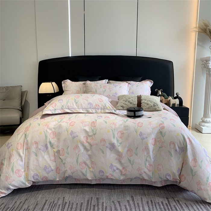 91家纺网 家纺一手货源 找家纺 莱豫家纺 2024秋冬新款全棉超柔磨毛100%纯棉陶瓷磨毛加厚磨毛四件套 春光郁金