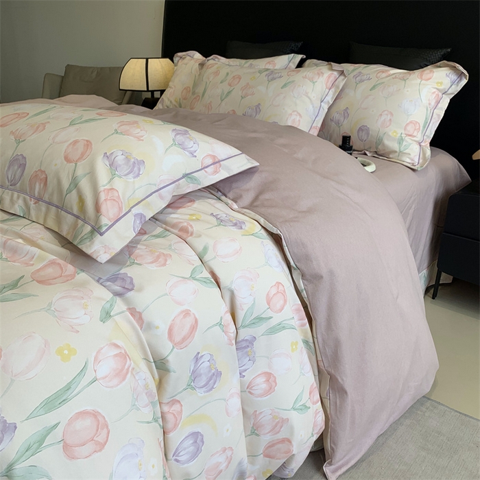 91家纺网 家纺一手货源 找家纺 莱豫家纺 2024秋冬新款全棉超柔磨毛100%纯棉陶瓷磨毛加厚磨毛四件套 春光郁金