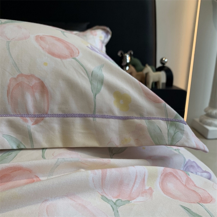 91家纺网 家纺一手货源 找家纺 莱豫家纺 2024秋冬新款全棉超柔磨毛100%纯棉陶瓷磨毛加厚磨毛四件套 春光郁金