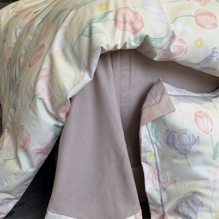 91家纺网 家纺一手货源 找家纺 莱豫家纺 2024秋冬新款全棉超柔磨毛100%纯棉陶瓷磨毛加厚磨毛四件套 春光郁金