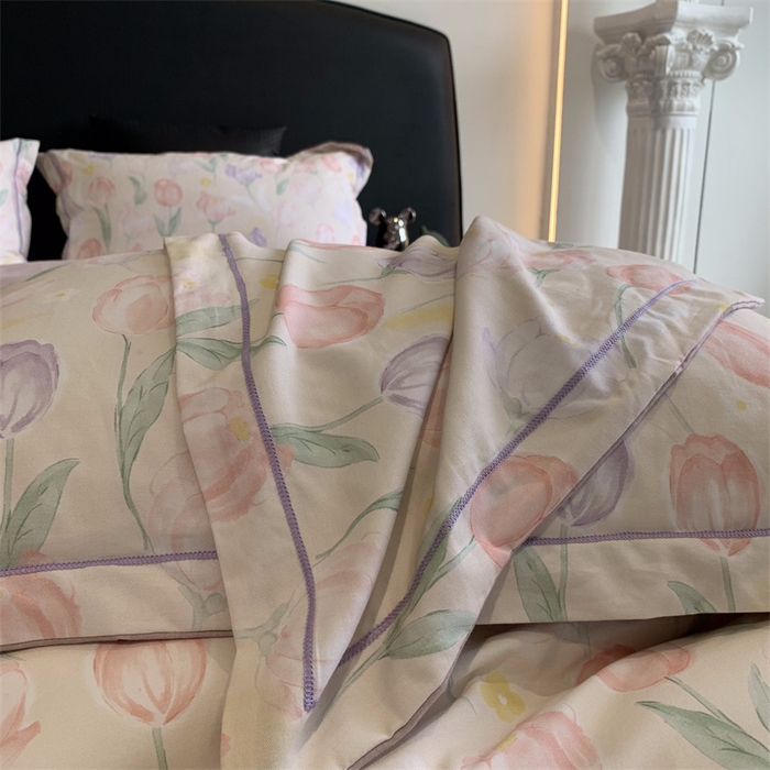 91家纺网 家纺一手货源 找家纺 莱豫家纺 2024秋冬新款全棉超柔磨毛100%纯棉陶瓷磨毛加厚磨毛四件套 春光郁金