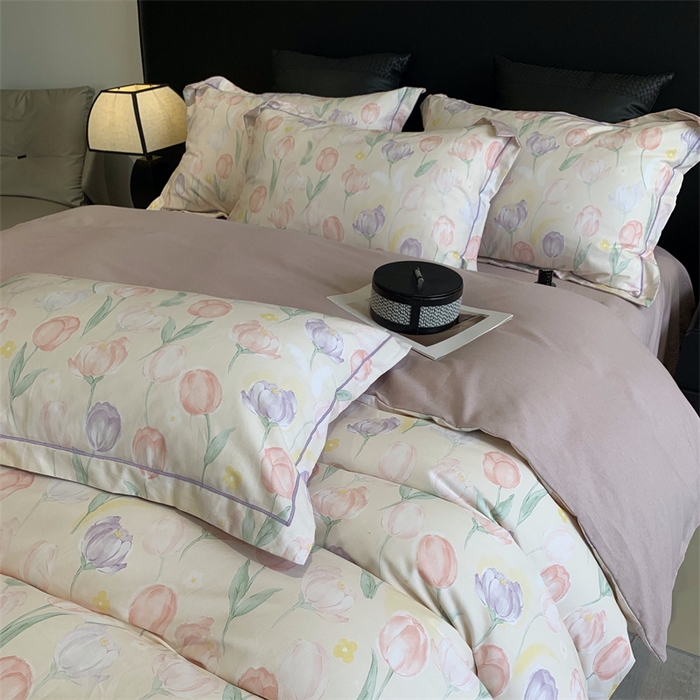 91家纺网 家纺一手货源 找家纺 莱豫家纺 2024秋冬新款全棉超柔磨毛100%纯棉陶瓷磨毛加厚磨毛四件套 春光郁金