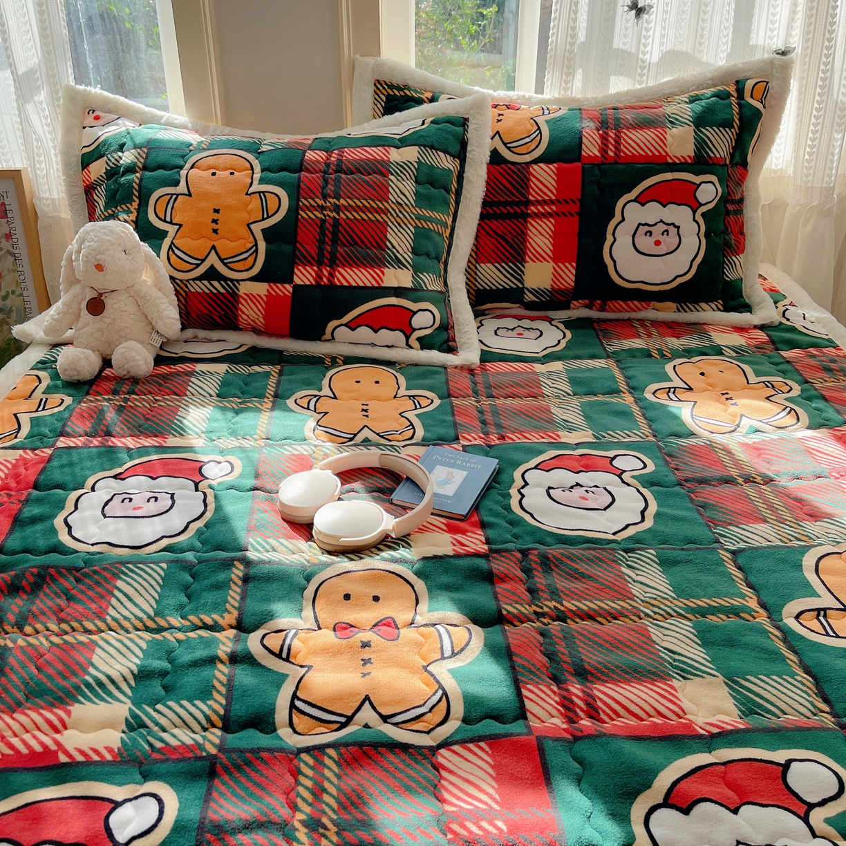 91家纺网 家纺一手货源 找家纺 红嘴企鹅 2025新款高克重牛奶绒印花床护垫床褥 圣诞老人