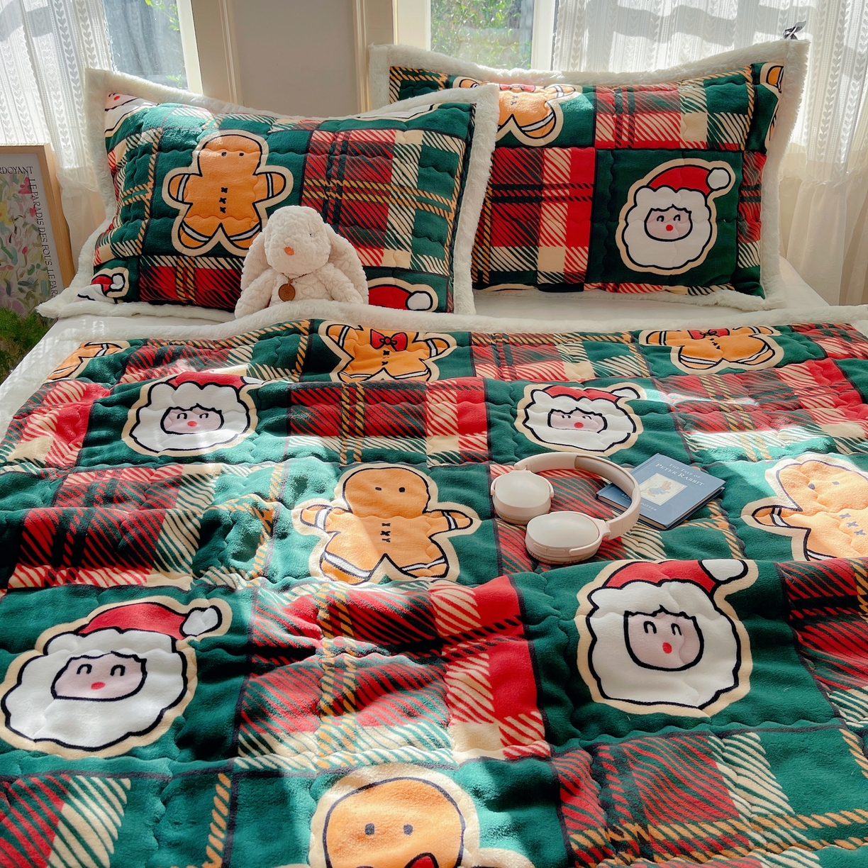 91家纺网 家纺一手货源 找家纺 红嘴企鹅 2025新款高克重牛奶绒印花床护垫床褥 圣诞老人