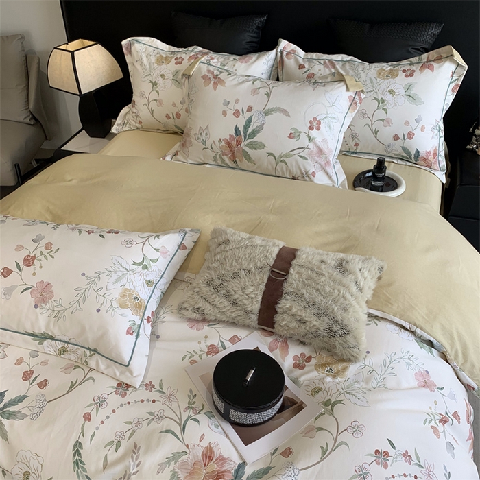 91家纺网 家纺一手货源 找家纺 莱豫家纺 2024秋冬新款全棉超柔磨毛100%纯棉陶瓷磨毛加厚磨毛四件套 温辰花语米