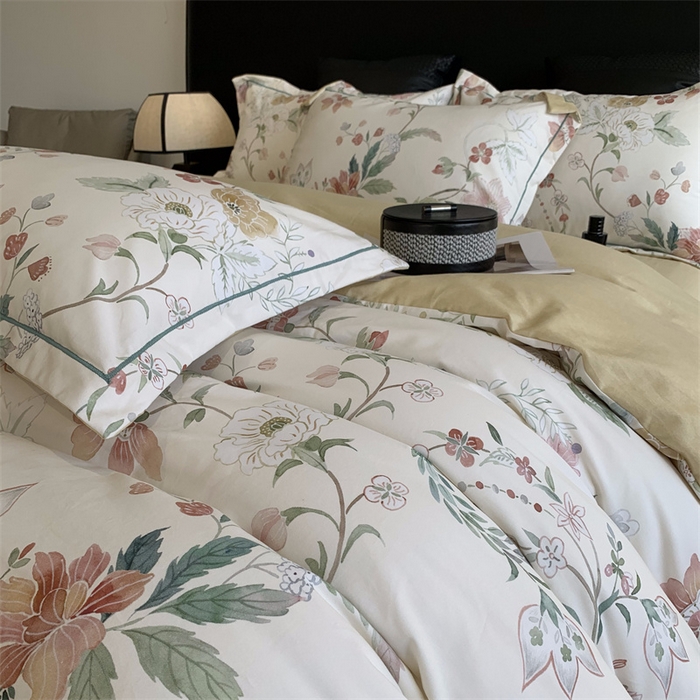 91家纺网 家纺一手货源 找家纺 莱豫家纺 2024秋冬新款全棉超柔磨毛100%纯棉陶瓷磨毛加厚磨毛四件套 温辰花语米