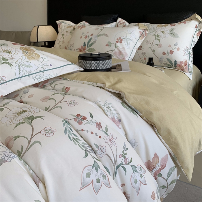 91家纺网 家纺一手货源 找家纺 莱豫家纺 2024秋冬新款全棉超柔磨毛100%纯棉陶瓷磨毛加厚磨毛四件套 温辰花语米