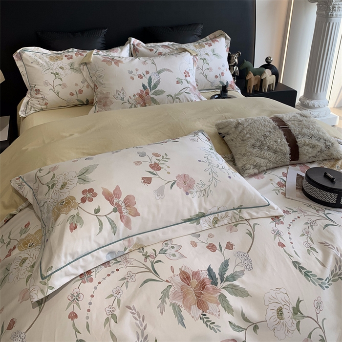 91家纺网 家纺一手货源 找家纺 莱豫家纺 2024秋冬新款全棉超柔磨毛100%纯棉陶瓷磨毛加厚磨毛四件套 温辰花语米