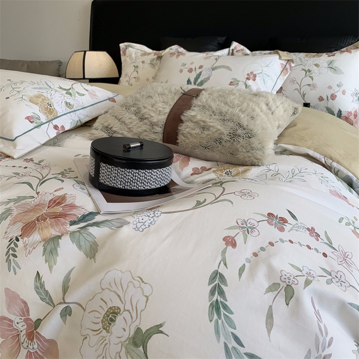 91家纺网 家纺一手货源 找家纺 莱豫家纺 2024秋冬新款全棉超柔磨毛100%纯棉陶瓷磨毛加厚磨毛四件套 温辰花语米