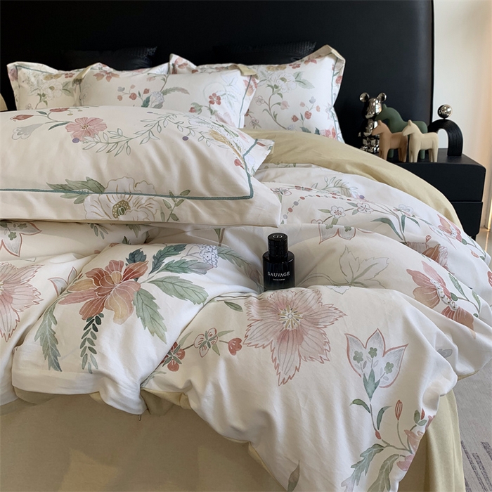 91家纺网 家纺一手货源 找家纺 莱豫家纺 2024秋冬新款全棉超柔磨毛100%纯棉陶瓷磨毛加厚磨毛四件套 温辰花语米