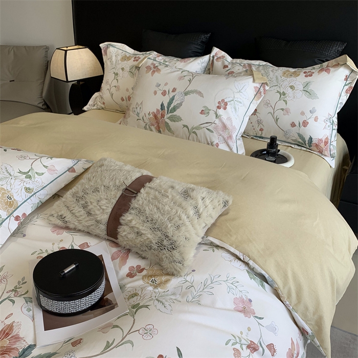 91家纺网 家纺一手货源 找家纺 莱豫家纺 2024秋冬新款全棉超柔磨毛100%纯棉陶瓷磨毛加厚磨毛四件套 温辰花语米