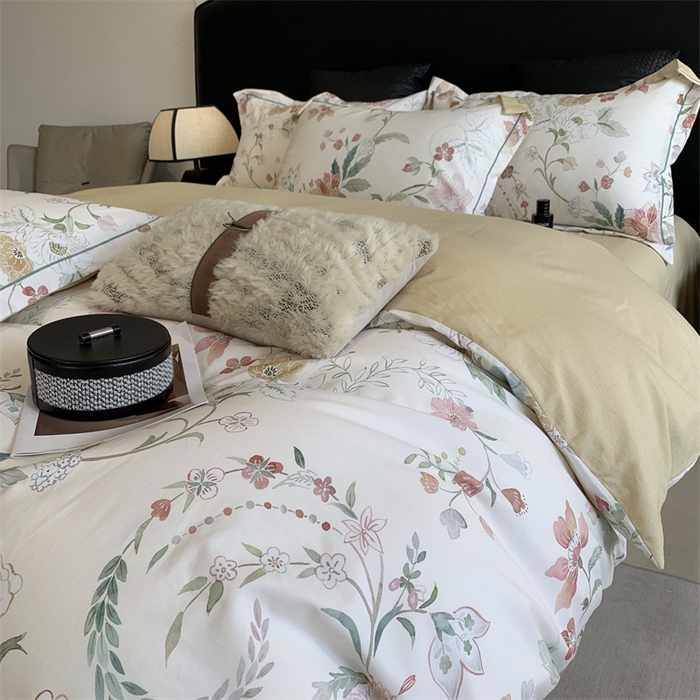 91家纺网 家纺一手货源 找家纺 莱豫家纺 2024秋冬新款全棉超柔磨毛100%纯棉陶瓷磨毛加厚磨毛四件套 温辰花语米