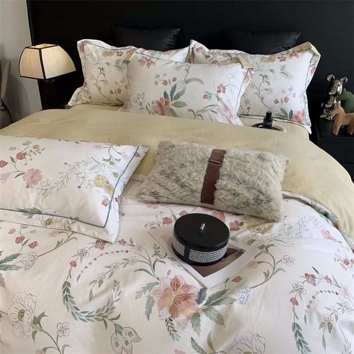 91家纺网 家纺一手货源 找家纺 莱豫家纺 2024秋冬新款全棉超柔磨毛100%纯棉陶瓷磨毛加厚磨毛四件套 温辰花语米