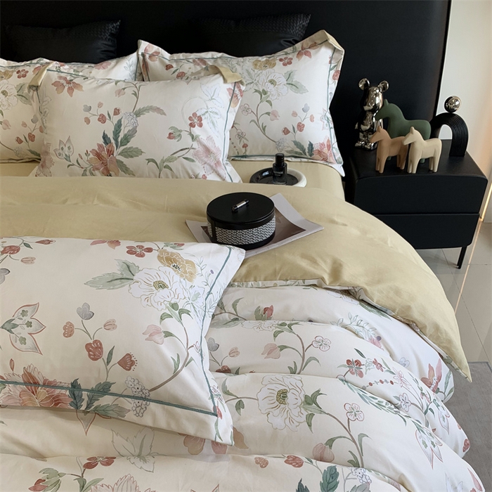 91家纺网 家纺一手货源 找家纺 莱豫家纺 2024秋冬新款全棉超柔磨毛100%纯棉陶瓷磨毛加厚磨毛四件套 温辰花语米