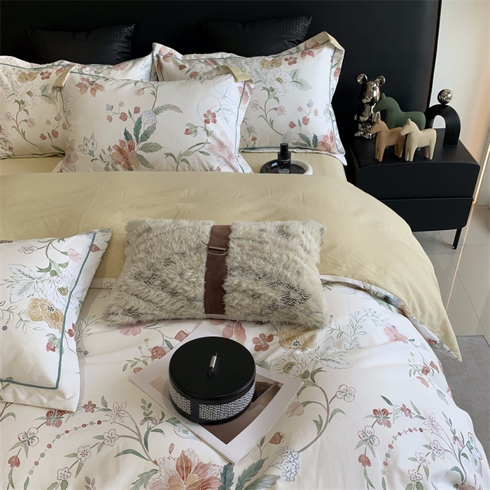 91家纺网 家纺一手货源 找家纺 莱豫家纺 2024秋冬新款全棉超柔磨毛100%纯棉陶瓷磨毛加厚磨毛四件套 温辰花语米