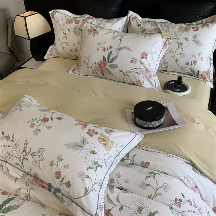 91家纺网 家纺一手货源 找家纺 莱豫家纺 2024秋冬新款全棉超柔磨毛100%纯棉陶瓷磨毛加厚磨毛四件套 温辰花语米