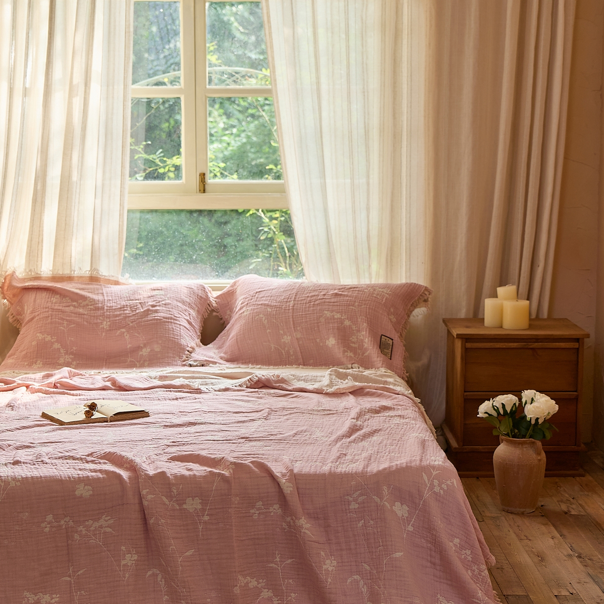 91家纺网 家纺一手货源 找家纺 （总）沐瑟家纺 2025新款色织提花全棉流苏纱布枕巾