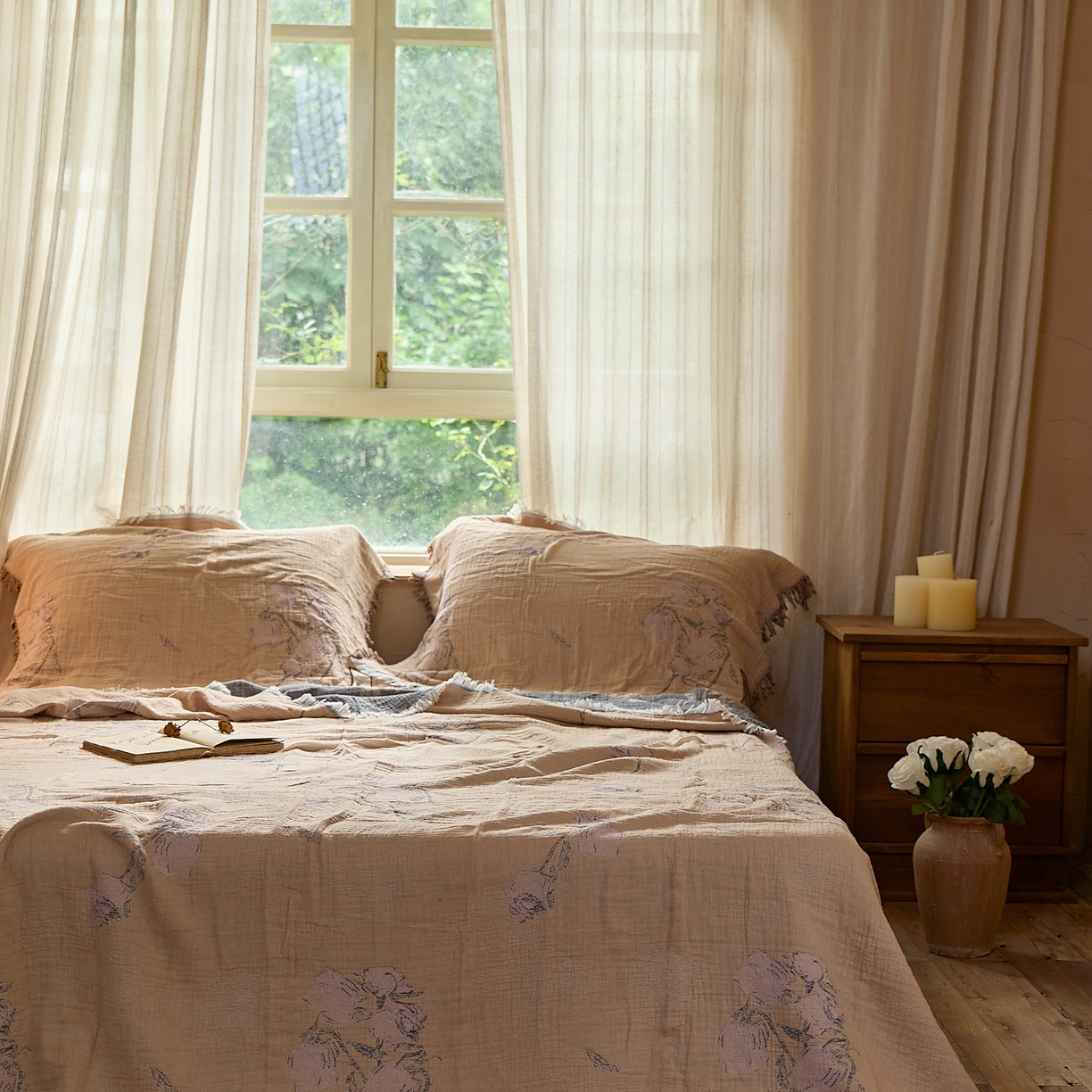 91家纺网 家纺一手货源 找家纺 沐瑟家纺 2025新款色织提花全棉流苏纱布枕巾 沅蔓