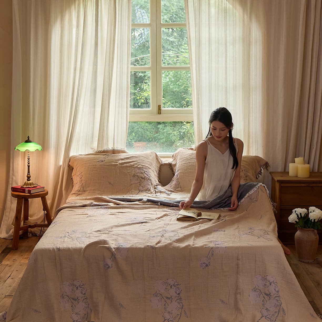 91家纺网 家纺一手货源 找家纺 沐瑟家纺 2025新款色织提花全棉流苏纱布枕巾 沅蔓