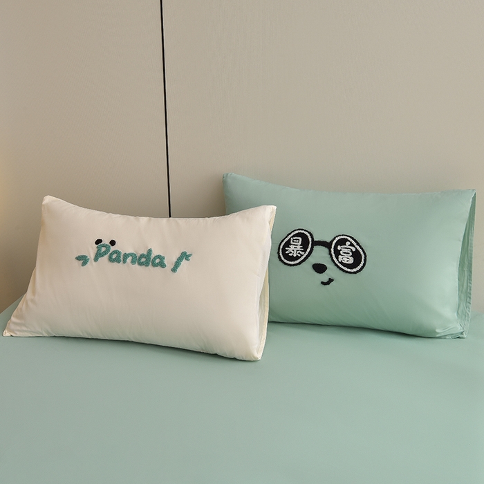 91家纺网 家纺一手货源 找家纺 炫拼家纺 2025新款A类全棉40支水洗棉毛巾绣四件套-卡通多巴胺 暴富