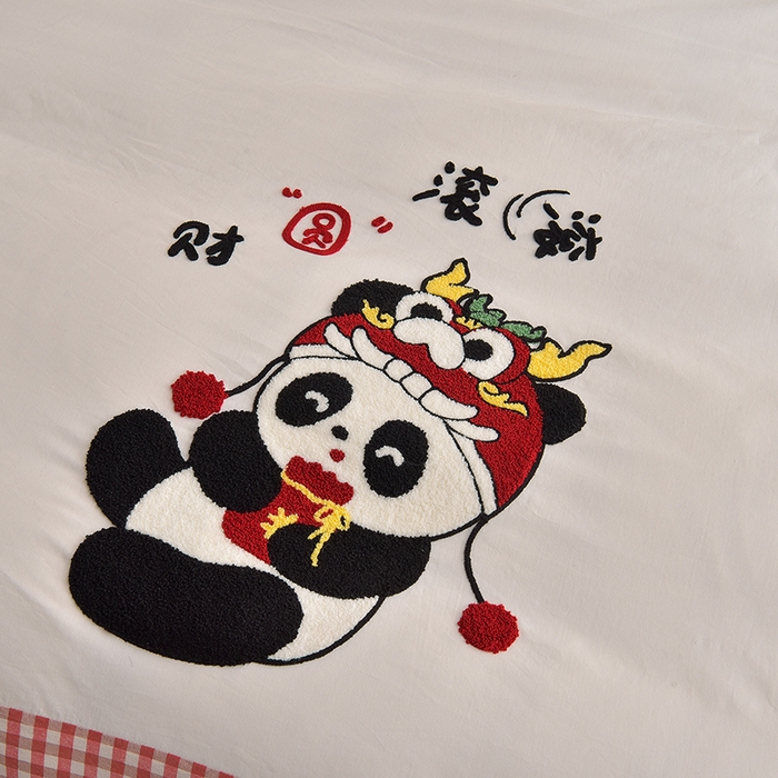 91家纺网 家纺一手货源 找家纺 炫拼家纺 2026新款A类全棉40支水洗棉毛巾绣四件套-卡通多巴胺 财源滚滚